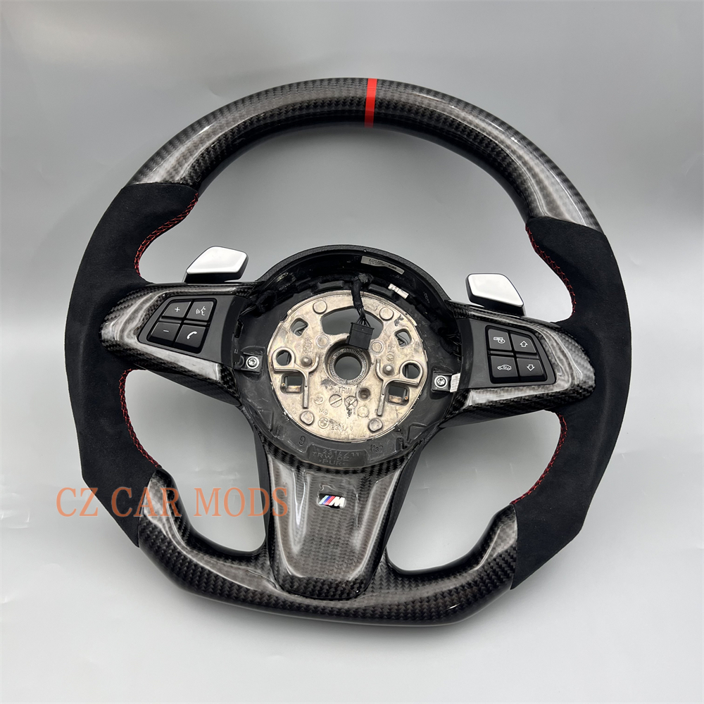 Customized Black carbon fiber Alcantara red strip steering wheel for 2009 BMW Z4 E89 35i