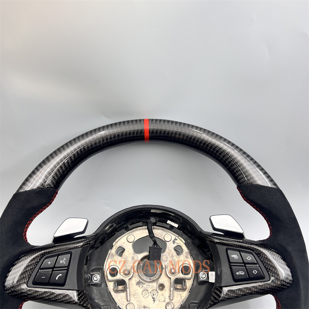 Customized Black carbon fiber Alcantara red strip steering wheel for 2009 BMW Z4 E89 35i