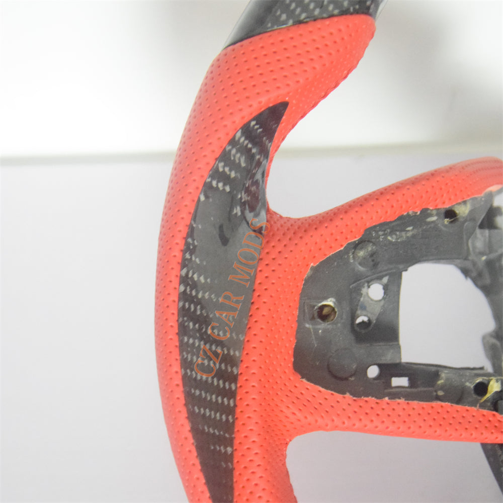 Customized Red Perforated Leather Carbon Fiber Steering Wheel Auto Accessory Remanufactured For Honda Civic 10th GEN 2016 2017 2018 2019 2020 2021