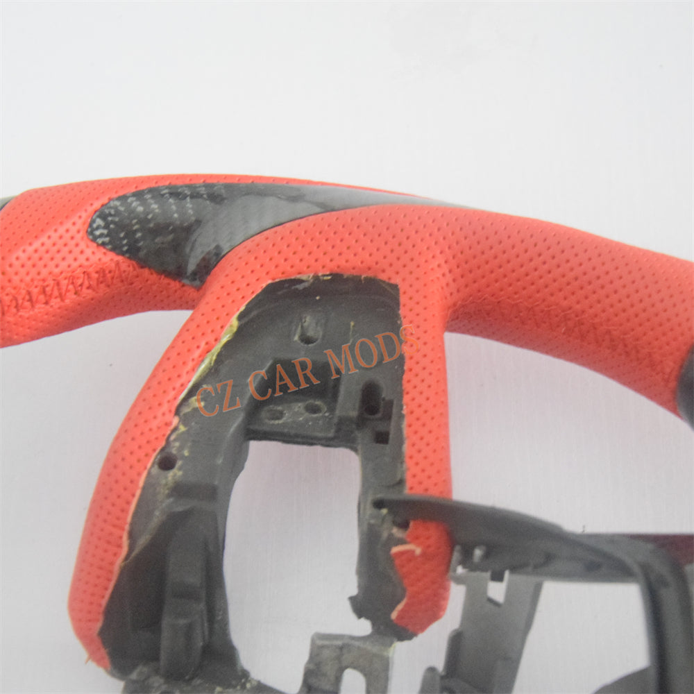 Customized Red Perforated Leather Carbon Fiber Steering Wheel Auto Accessory Remanufactured For Honda Civic 10th GEN 2016 2017 2018 2019 2020 2021
