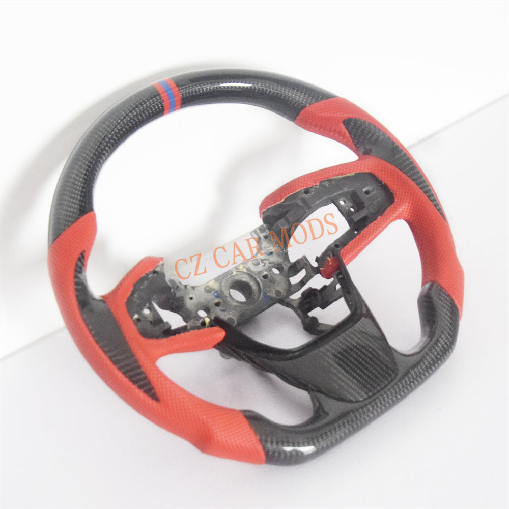 Customized Red Perforated Leather Carbon Fiber Steering Wheel Auto Accessory Remanufactured For Honda Civic 10th GEN 2016 2017 2018 2019 2020 2021