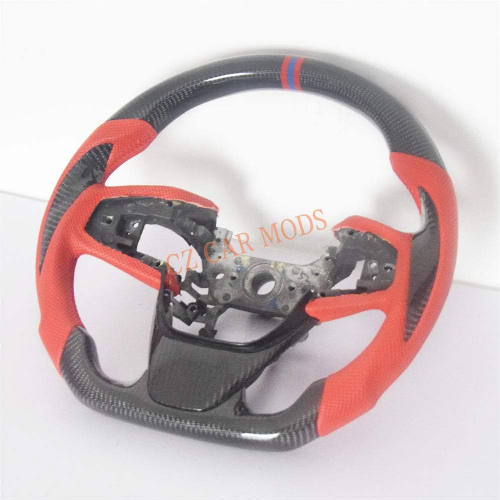 Customized Red Perforated Leather Carbon Fiber Steering Wheel Auto Accessory Remanufactured For Honda Civic 10th GEN 2016 2017 2018 2019 2020 2021