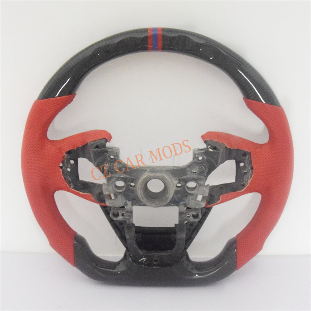 Customized Red Perforated Leather Carbon Fiber Steering Wheel Auto Accessory Remanufactured For Honda Civic 10th GEN 2016 2017 2018 2019 2020 2021
