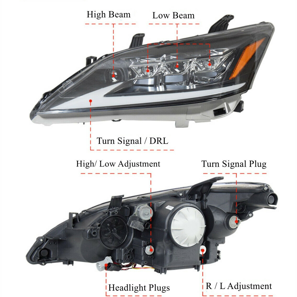 Triple Beam LED headlights and Bumper Kits for 2007 2008 2009 LEXUS ES ES350 Car Headlight Replacement/Modification