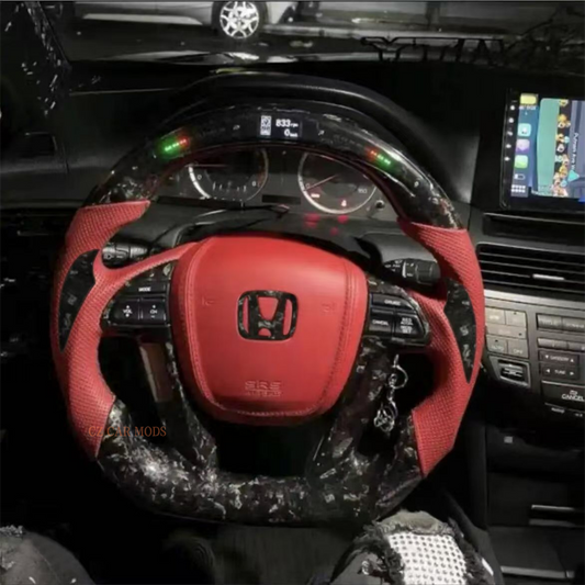 Custom Carbon Fiber Red Leather Steering Wheel for Honda Accord 2008 2009 2010 2011 2012