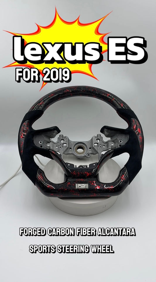 Customized Red Carbon Fiber black alcantara sports Steering Wheel Fit For 2019 lexus es