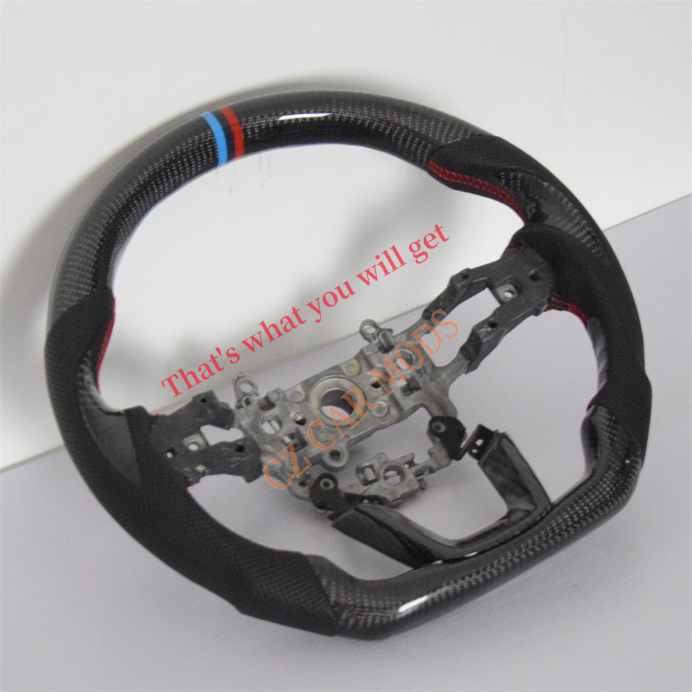 Customized Black Perforated Leather Carbon Fiber Steering Wheel Auto Accessory For Honda Civic 11th GEN Honda Civic 11th GEN 2022 2023 2024 Remanufactured