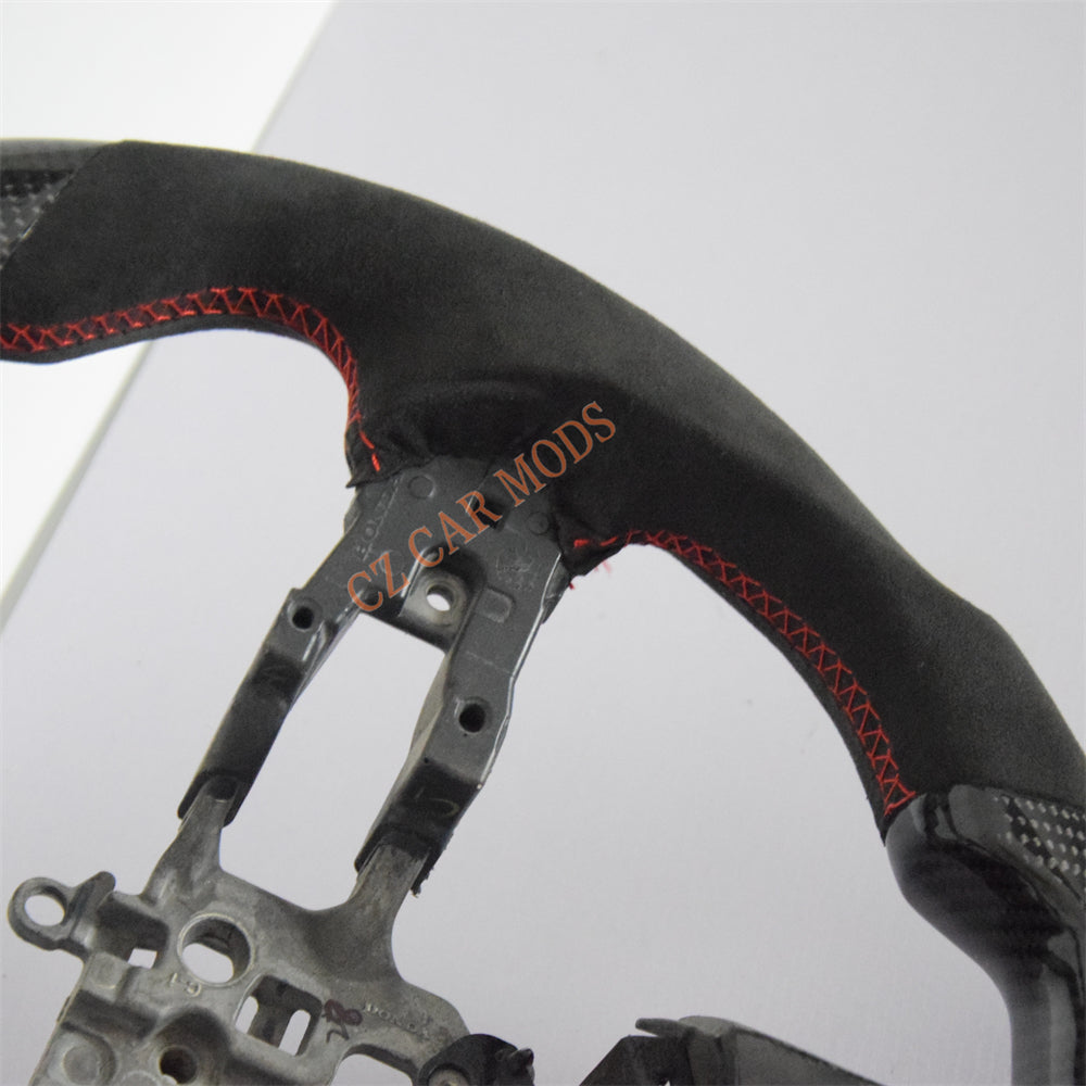 Customized Black Perforated Leather Carbon Fiber Steering Wheel Auto Accessory Remanufactured For Honda Civic 11th GEN 2022 2023 2024