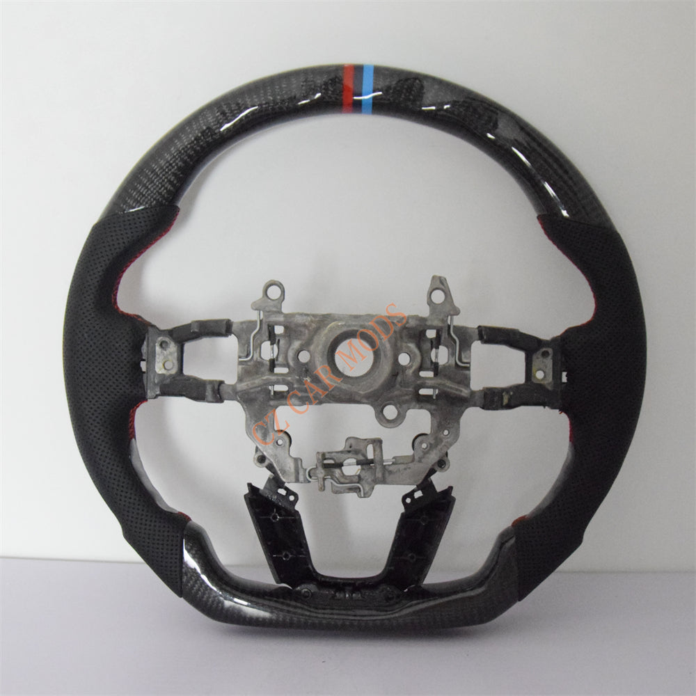 Customized Black Perforated Leather Carbon Fiber Steering Wheel Auto Accessory For Honda Civic 11th GEN Honda Civic 11th GEN 2022 2023 2024 Remanufactured