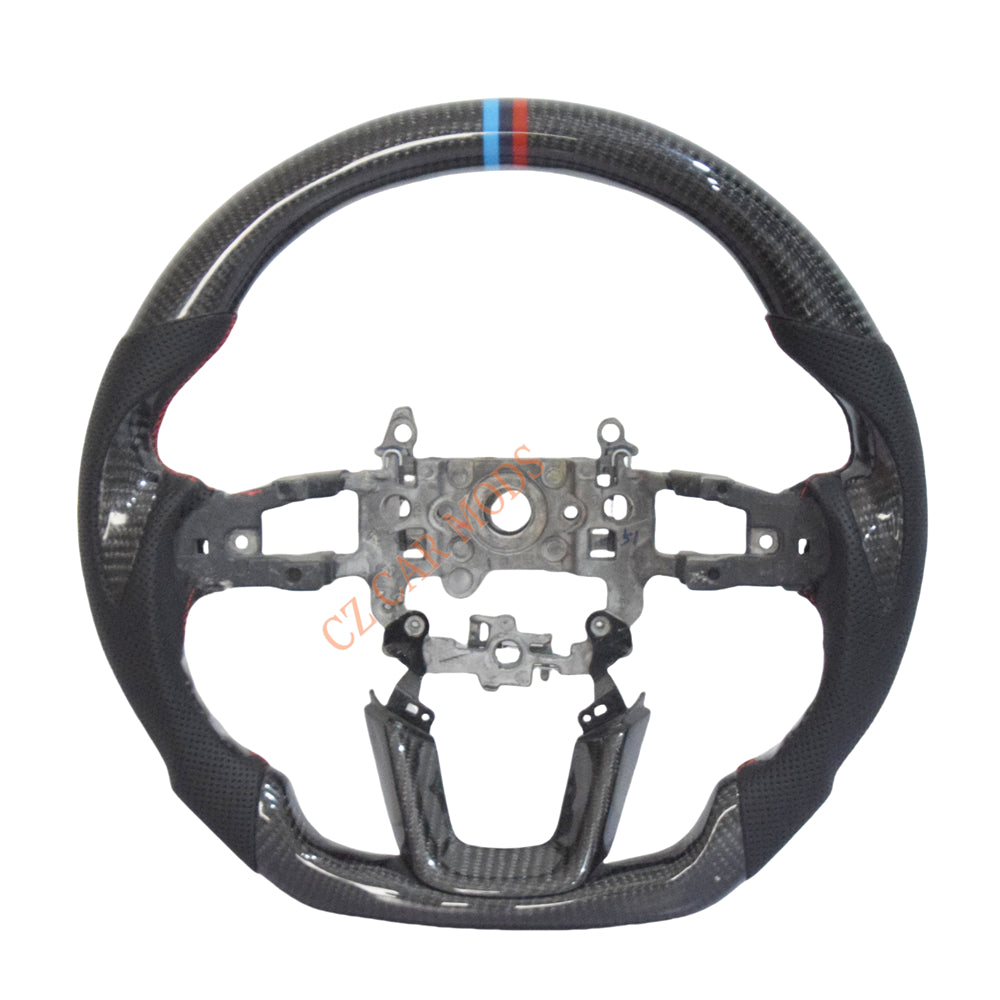 Customized Black Perforated Leather Carbon Fiber Steering Wheel Auto Accessory For Honda Civic 11th GEN Honda Civic 11th GEN 2022 2023 2024 Remanufactured