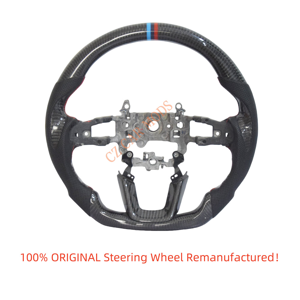 Customized Black Perforated Leather Carbon Fiber Steering Wheel Auto Accessory For Honda Civic 11th GEN Honda Civic 11th GEN 2022 2023 2024 Remanufactured