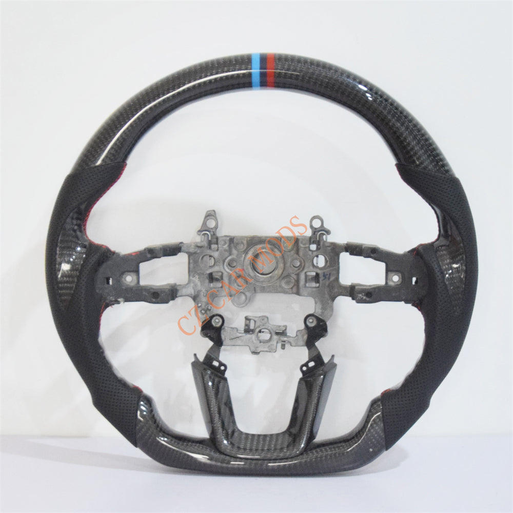 Customized Black Perforated Leather Carbon Fiber Steering Wheel Auto Accessory For Honda Civic 11th GEN Honda Civic 11th GEN 2022 2023 2024 Remanufactured