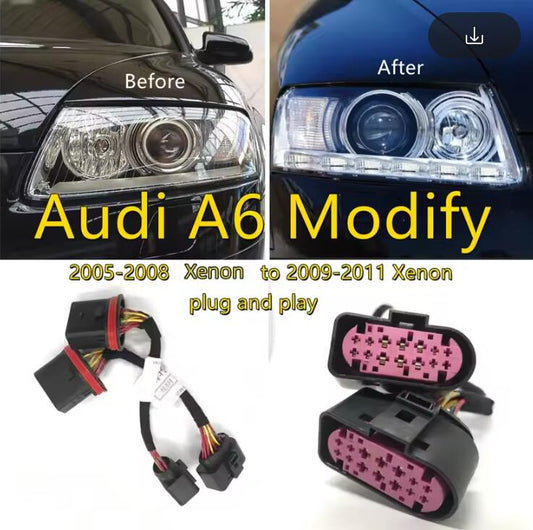 Car Headlight Modification Upgrade Special Transfer Wiring Adapter Harness For Audi A6 From 05-08 Xenon To 09-11 Xenon