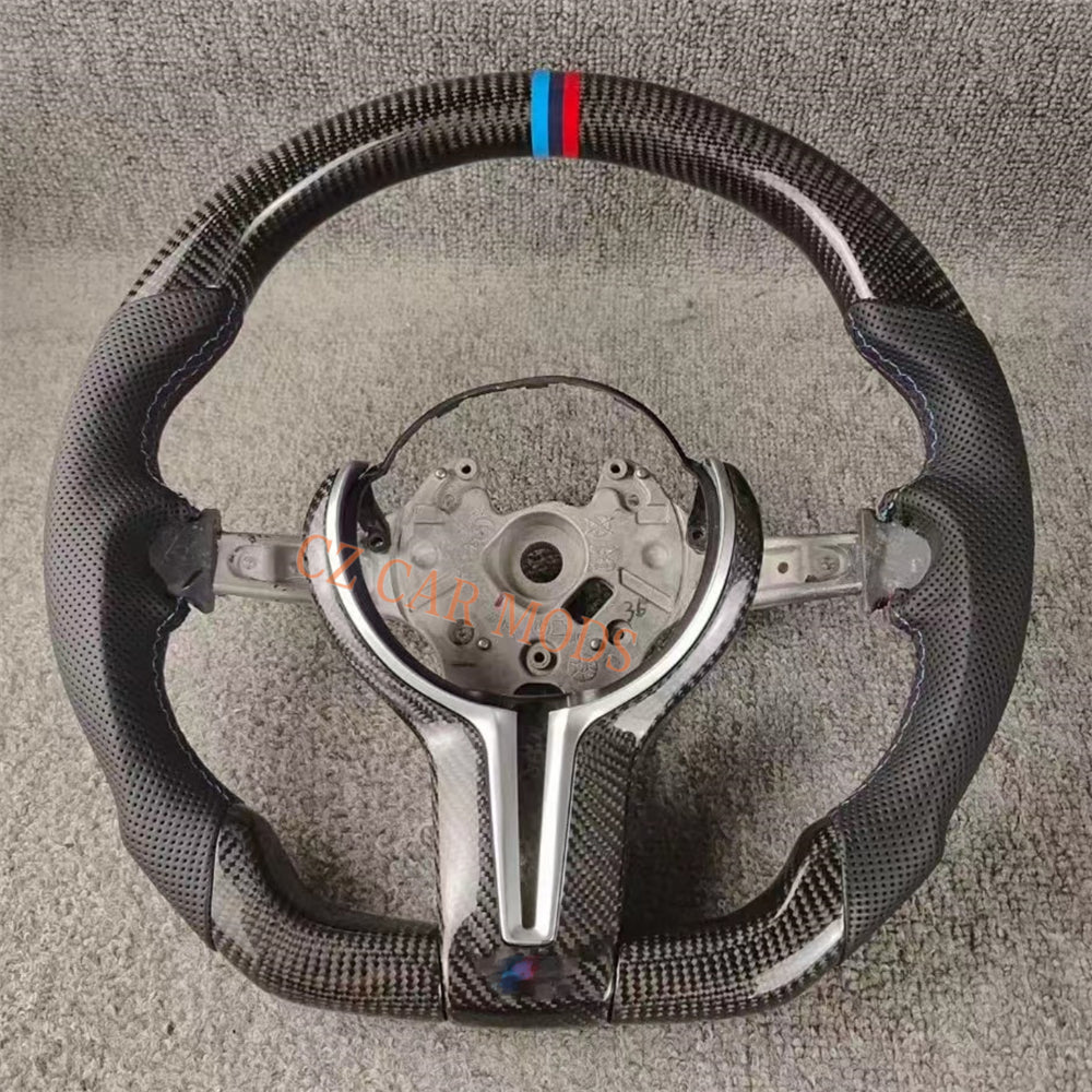 Customized Perforated Leather Carbon Fiber Steering Wheel Auto Accessory Re-manufactured For BMW M Sport M3 F30 F80 F82 2014 2015 2016 2017 2018 2019 2020