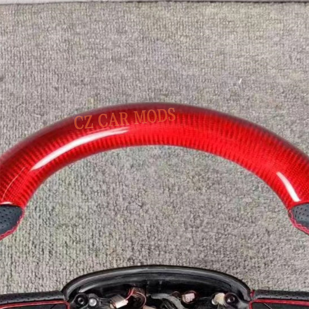 Customized Brand New Perforated Leather Red Carbon Fiber Steering Wheel Auto Accessory For Jeep Grand Cherokee SRT 2014 2015 2016 2017 2018 2019 2020