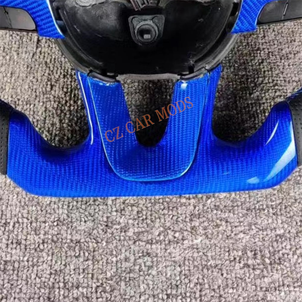 Customized Brand New Perforated Leather Blue Carbon Fiber Steering Wheel Auto Accessory For Dodge Durango 2015 2016 2017 2018 2019 2020