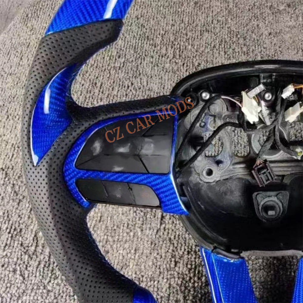 Customized Brand New Perforated Leather Blue Carbon Fiber Steering Wheel Auto Accessory For Dodge Charger 2015 2016 2017 2018 2019 2020