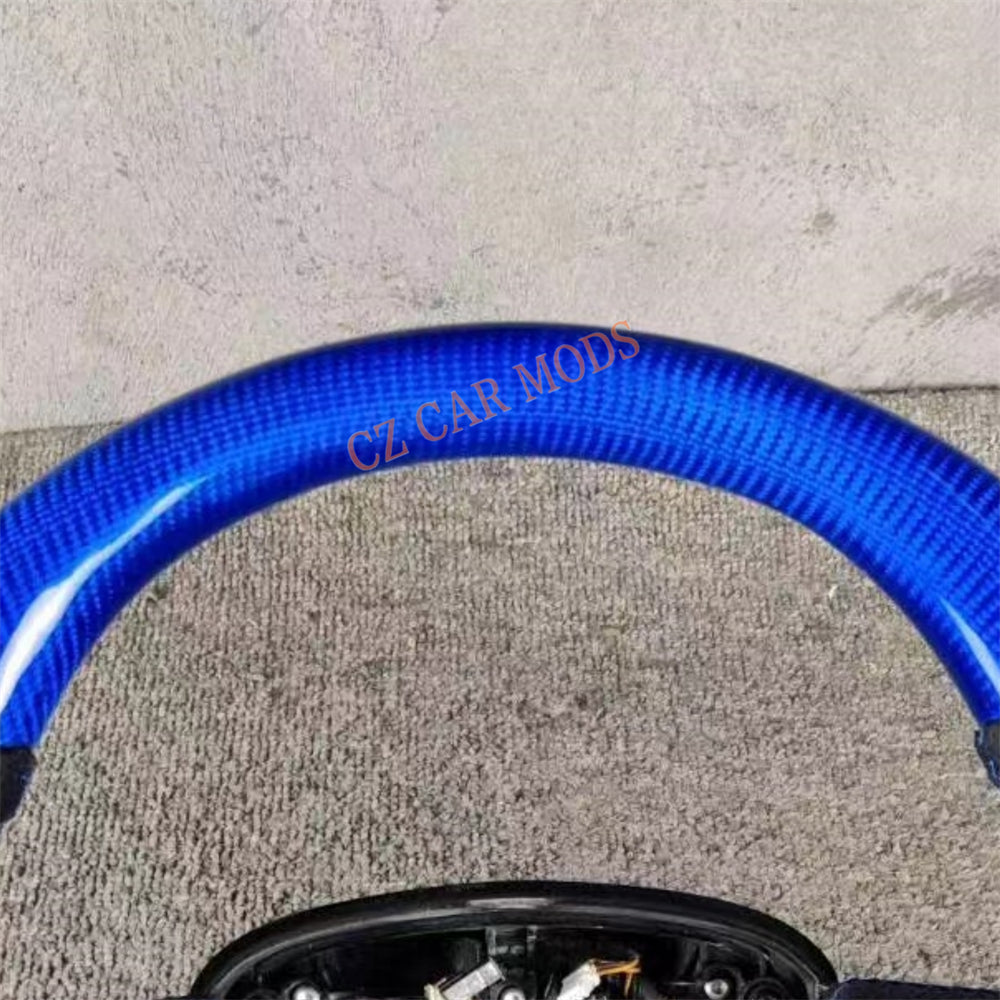 Customized Brand New Perforated Leather Blue Carbon Fiber Steering Wheel Auto Accessory For Dodge Charger 2015 2016 2017 2018 2019 2020