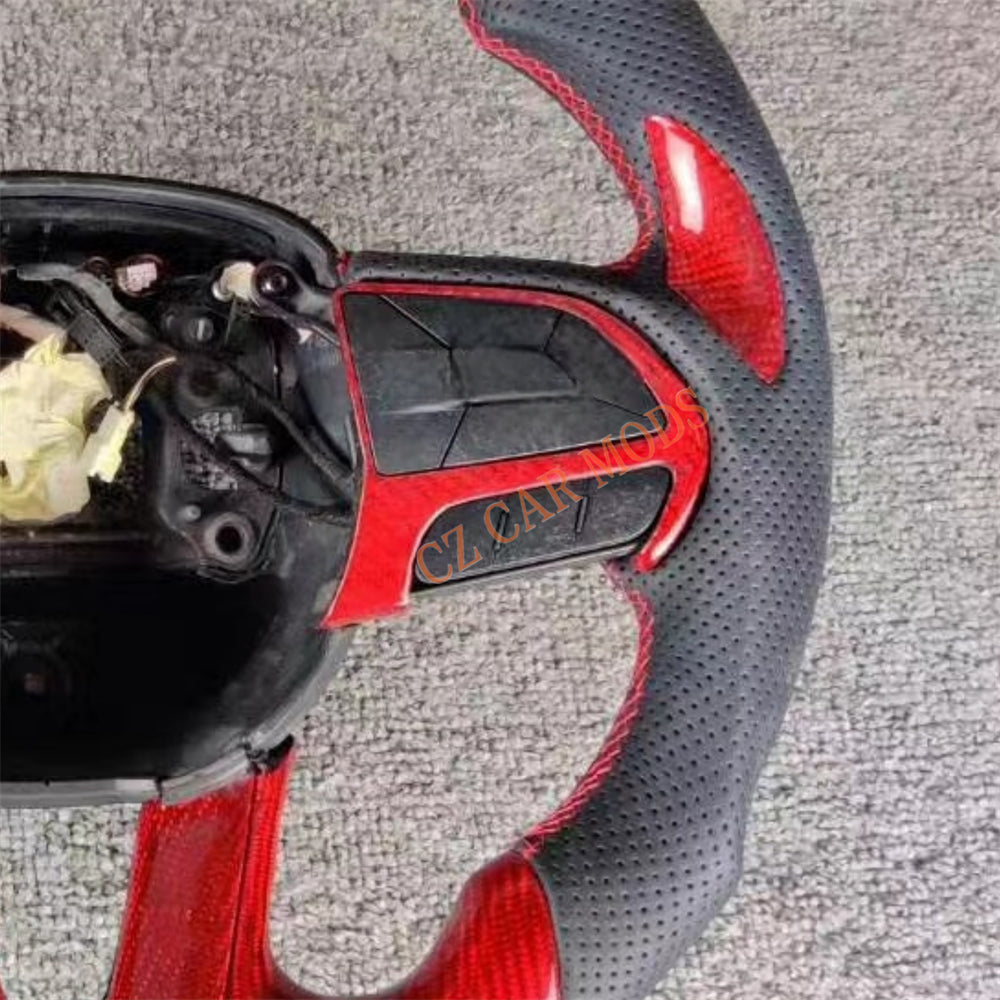 Customized Brand New Perforated Leather Red Carbon Fiber Steering Wheel Auto Accessory For Jeep Grand Cherokee SRT 2014 2015 2016 2017 2018 2019 2020
