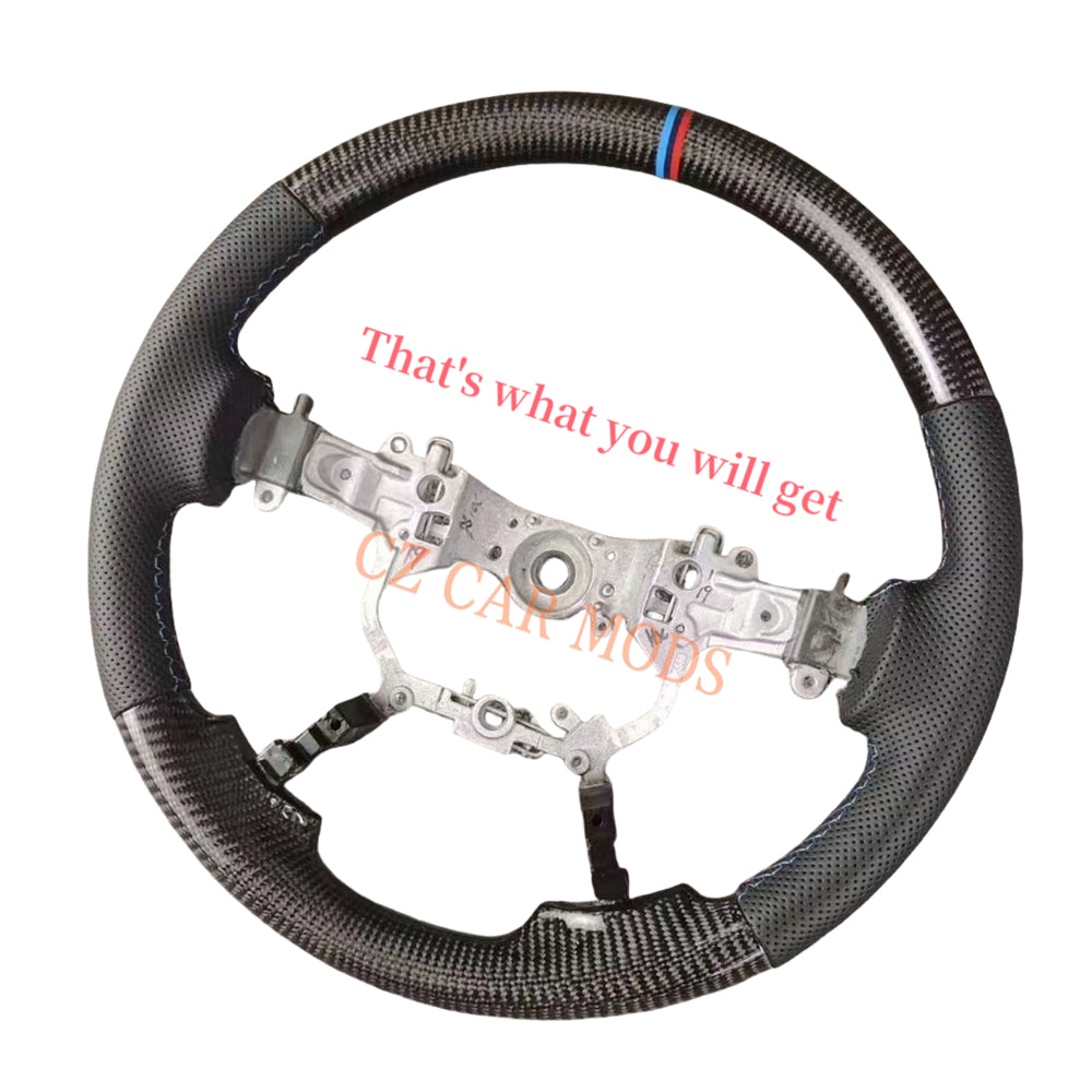 Customized Brand New Real Black Carbon Fiber Steering Wheel Auto Accessory Black Perforated Leather For Toyota PRADO 2018 2019 2020