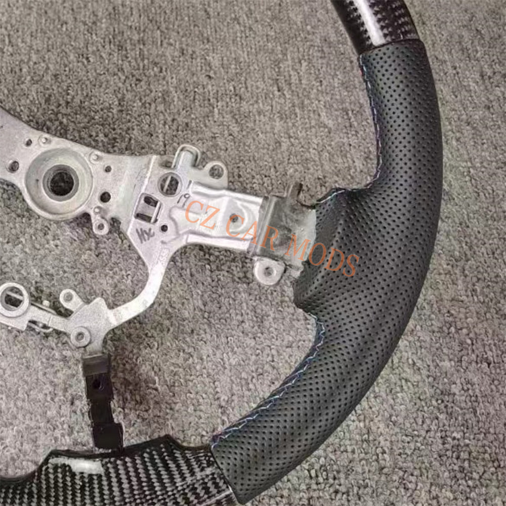 Customized Brand New Real Black Carbon Fiber Steering Wheel Auto Accessory Black Perforated Leather For Toyota PRADO 2018 2019 2020
