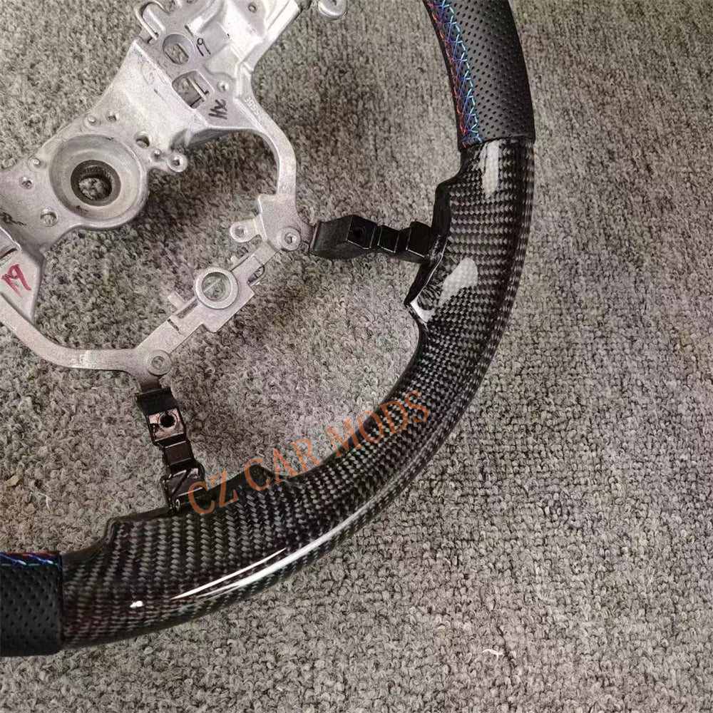 Customized Brand New Real Black Carbon Fiber Steering Wheel Auto Accessory Black Perforated Leather For Toyota PRADO 2018 2019 2020