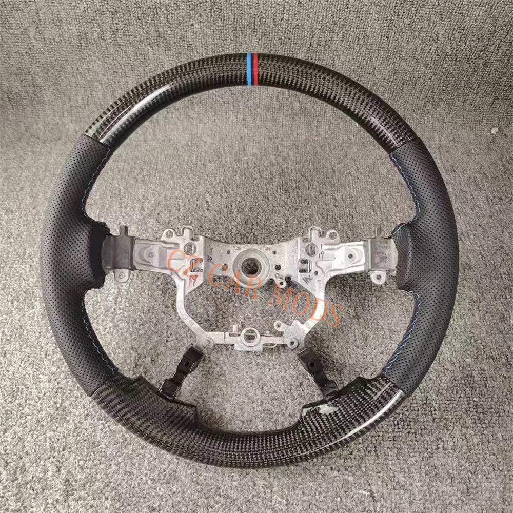 Customized Brand New Real Black Carbon Fiber Steering Wheel Auto Accessory Black Perforated Leather For Toyota PRADO 2018 2019 2020