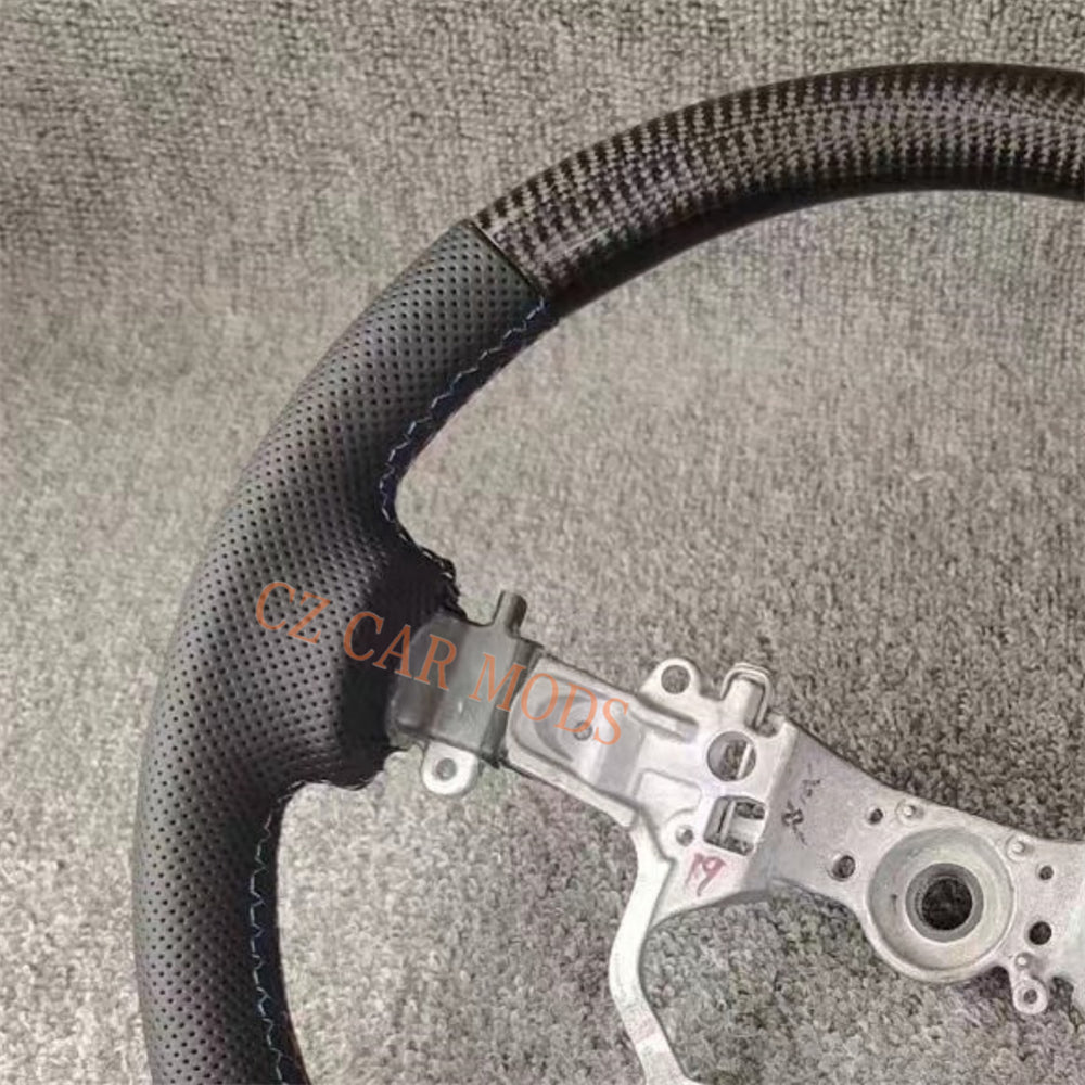 Customized Brand New Real Black Carbon Fiber Steering Wheel Auto Accessory Black Perforated Leather For Toyota PRADO 2018 2019 2020