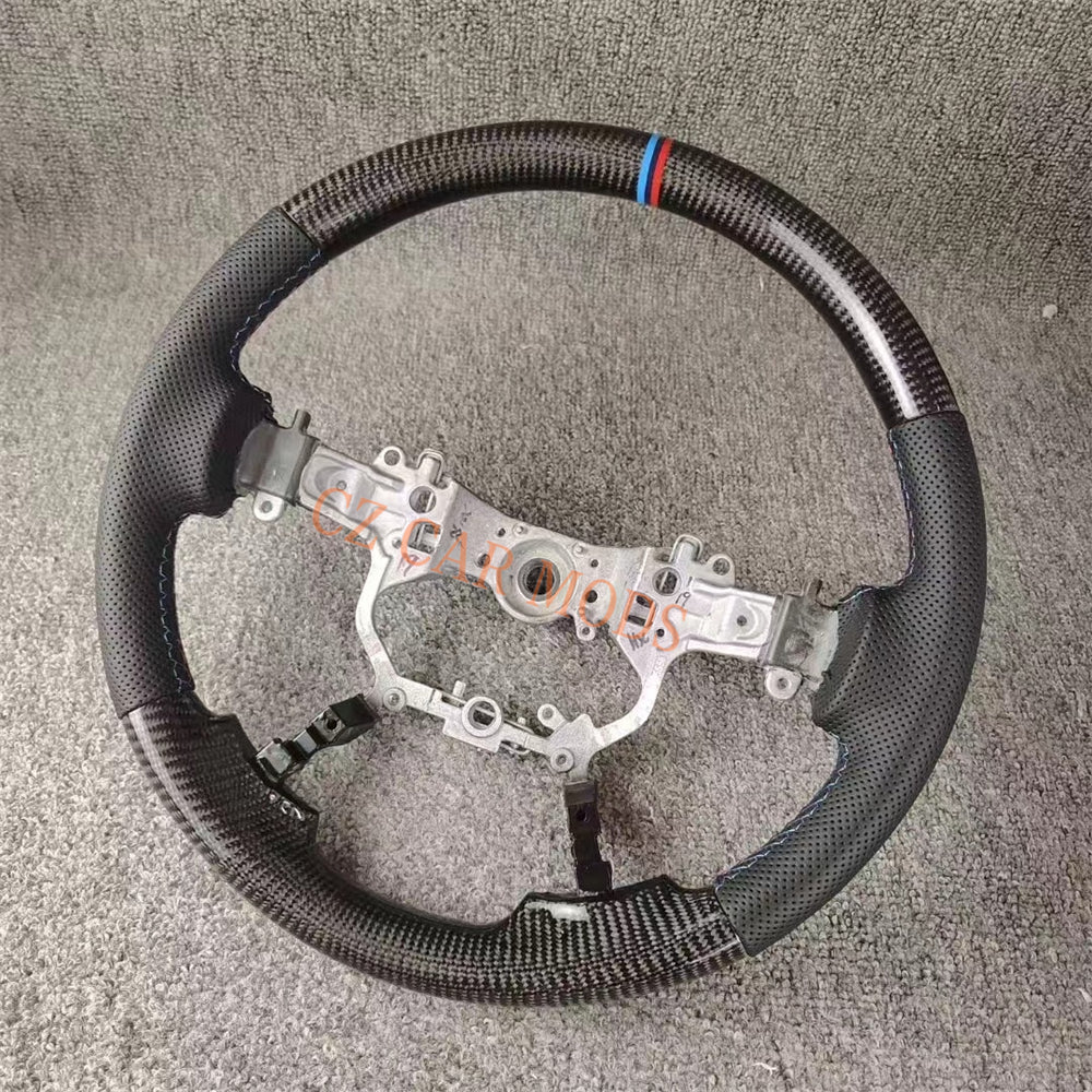 Customized Brand New Real Black Carbon Fiber Steering Wheel Auto Accessory Black Perforated Leather For Toyota PRADO 2018 2019 2020