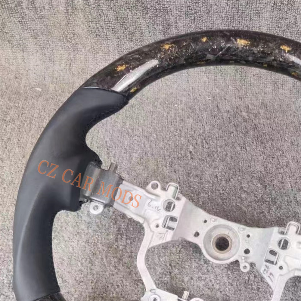 Customized Brand New Smooth Leather Forged Carbon Fiber Steering Wheel Auto Accessory Steering Wheel For Toyota PRADO 2018 2019 2020