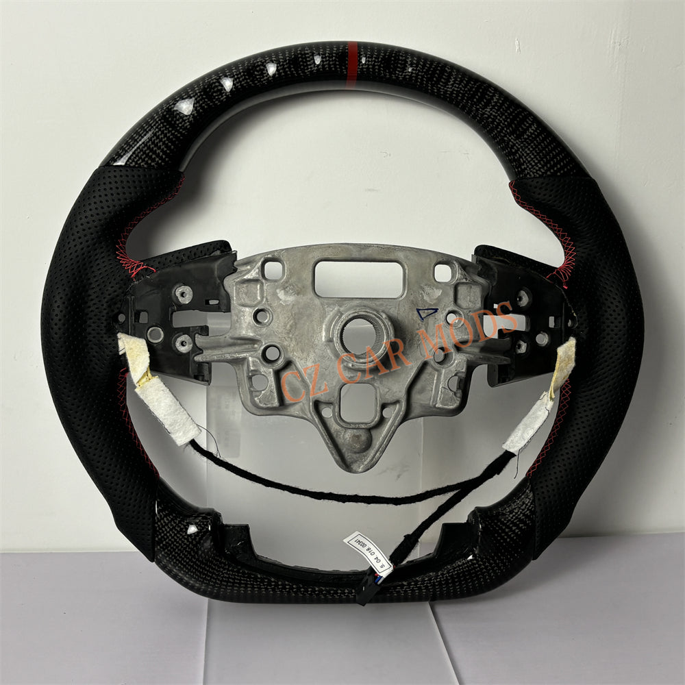 Customized Brand New Perforated Leather Black Carbon Fiber Steering Wheel Auto Accessory For Chevrolet Silverado 2019 2020 2021