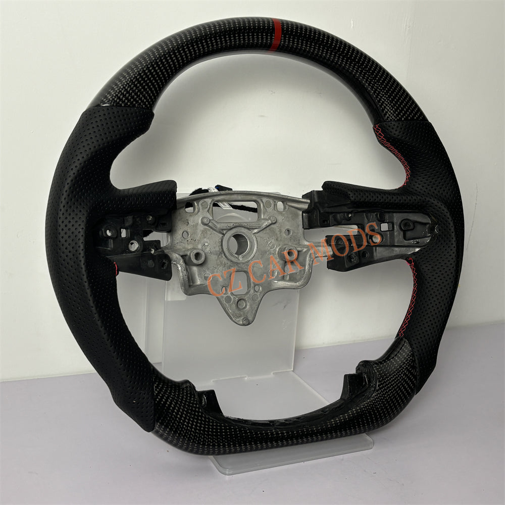 Customized Brand New Perforated Leather Black Carbon Fiber Steering Wheel Auto Accessory For Chevrolet Silverado 2019 2020 2021