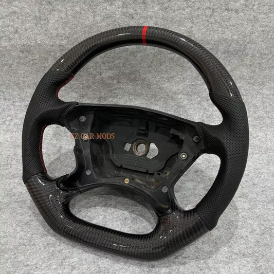 Carbon fibre Leather Red stitching with red stripes Steering Wheel For Mercedes-Benz 2001 2002 2003 C32 w203