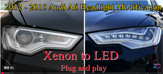 Pair LED Headlights For 2012 2013 2014 2015 AUDI A6 xenon to led Car Headlight Replacement Modification
