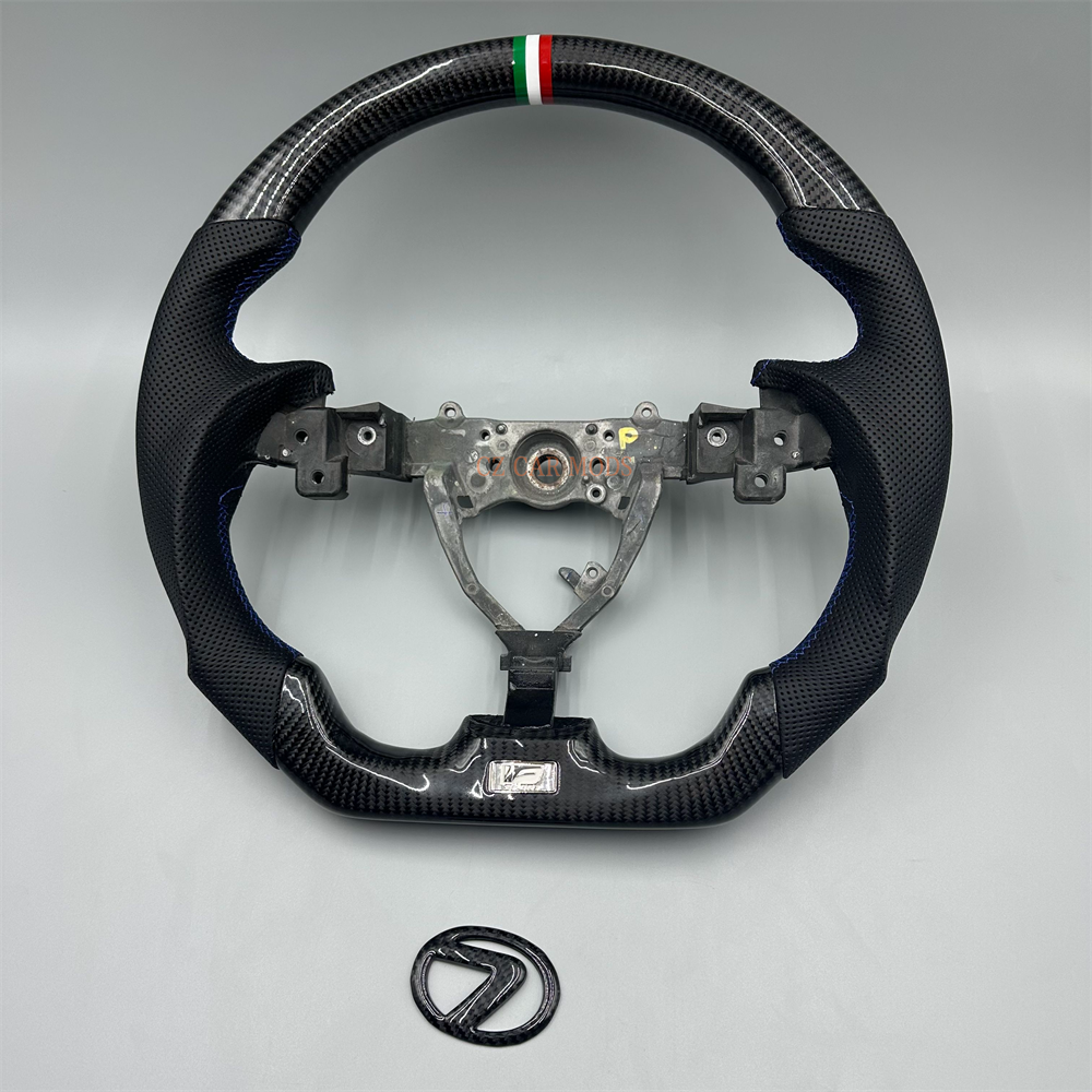 Customized black Fiber Black Perforated Leather blue Stitch green white red Strip Steering Wheel Fit For 2016-2018 Lexus GS350