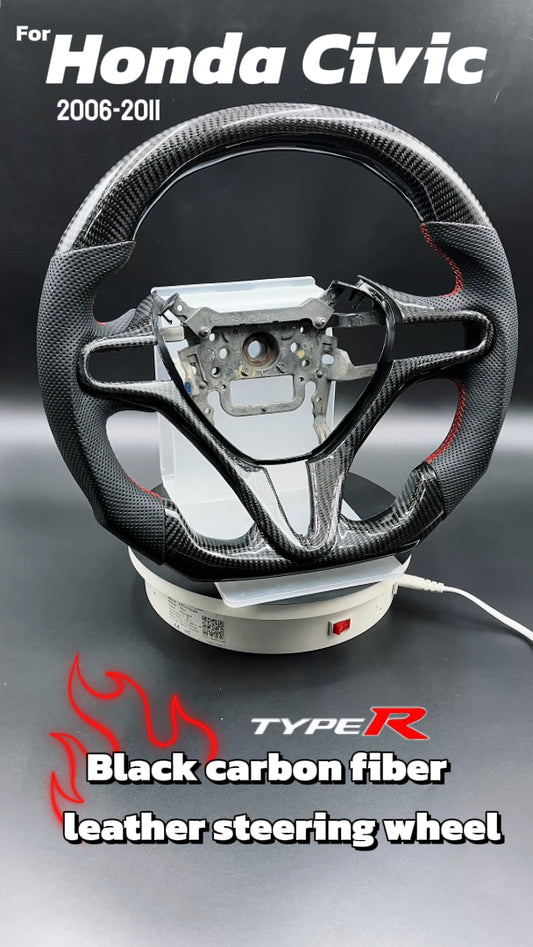 Customized black Fiber Perforated Leather Steering Wheel Fit For Honda Civic 2006-2011