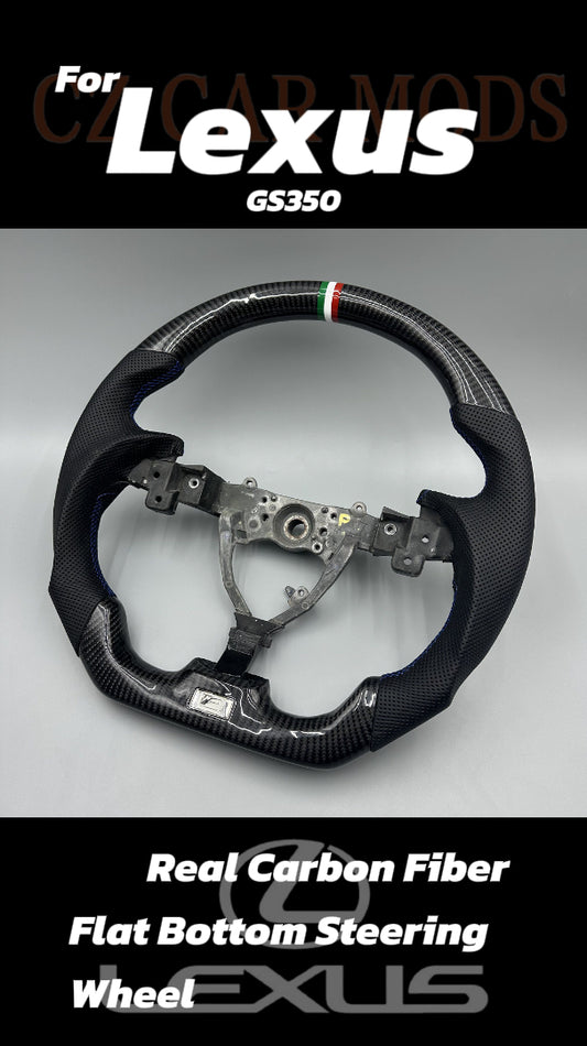 Customized black Fiber Black Perforated Leather blue Stitch green white red Strip Steering Wheel Fit For 2016-2018 Lexus GS350