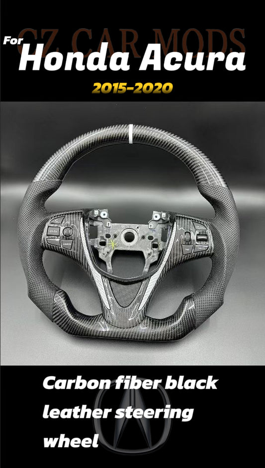 Customized black Carbon Fiber Black Perforated Leather white Strip Steering Wheel Fit For Honda Accord 2015 2016 2017 2018 2019 2020