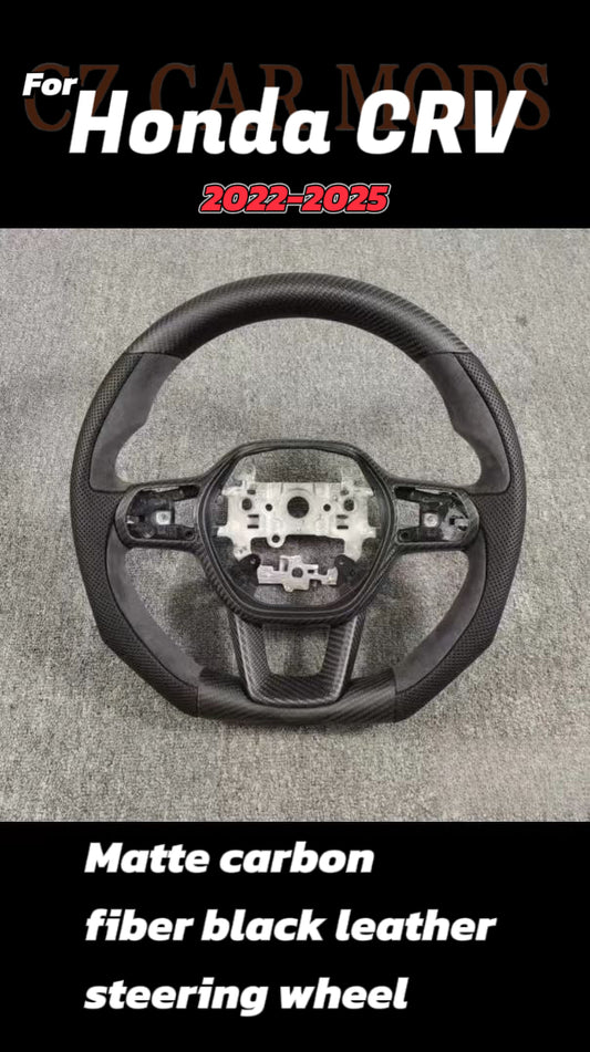 Customized black Carbon Fiber Black Perforated Leather black Alcantara Steering Wheel Fit For Honda CRV 2022 2023 2024 2025