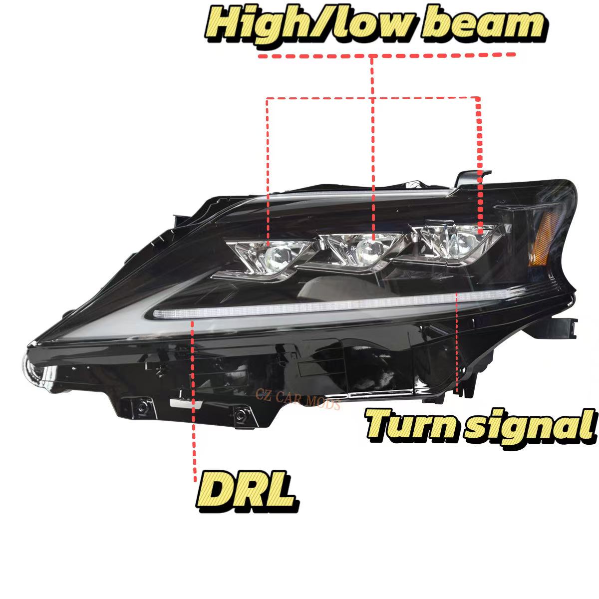 Original Triple Beam LED headlights for 2009 2010 2011 2012 2013 2014 2015 LEXUS RX Car Headlight Replacement
