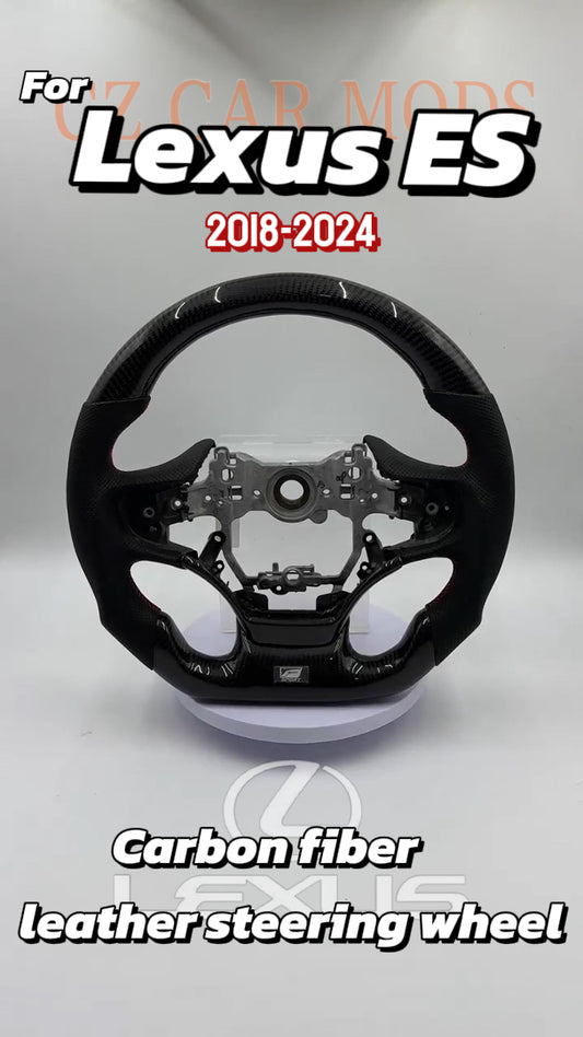 Customized black Carbon Fiber Perforated Leather Steering Wheel Fit For LEXUS ES 2018 2019 2020 2021 2022 2023 2024