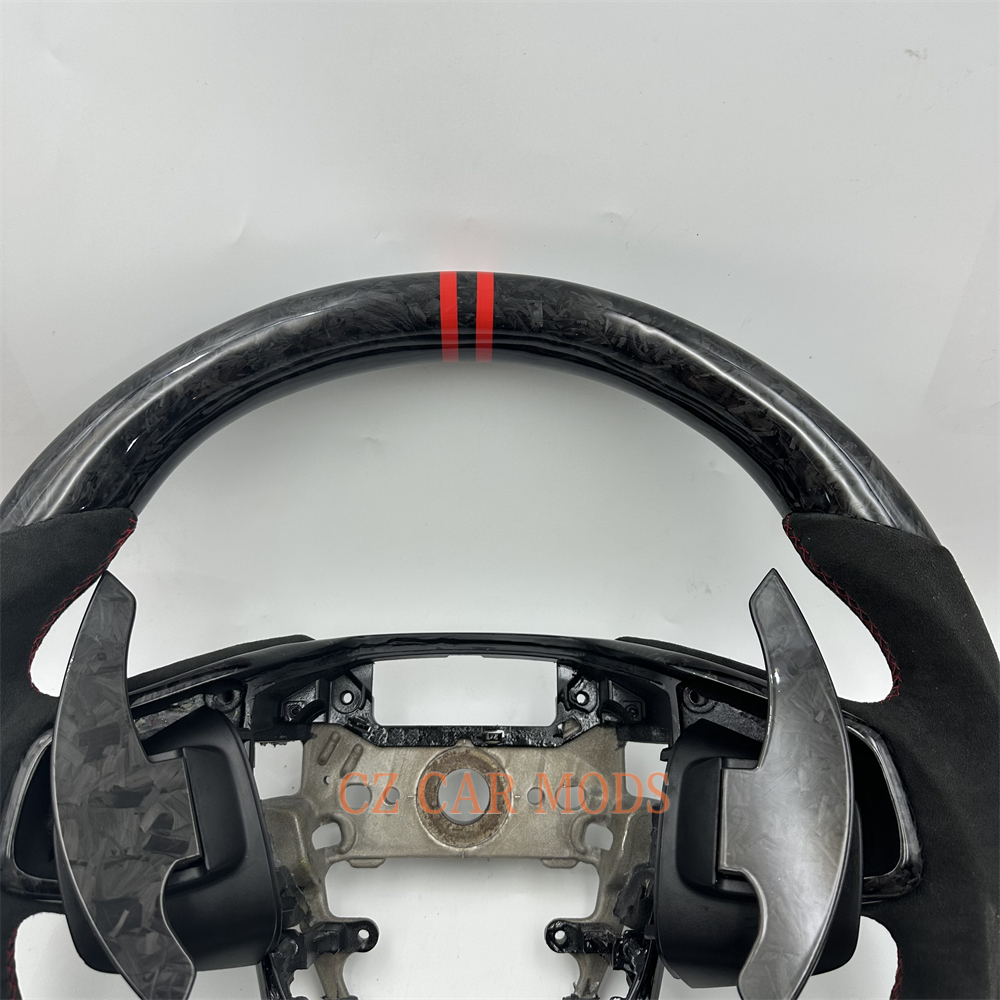 Customized Black carbon fiber Alcantara red strip steering wheel for 2016 2017 2018 2019 2020 2021 Honda Civic