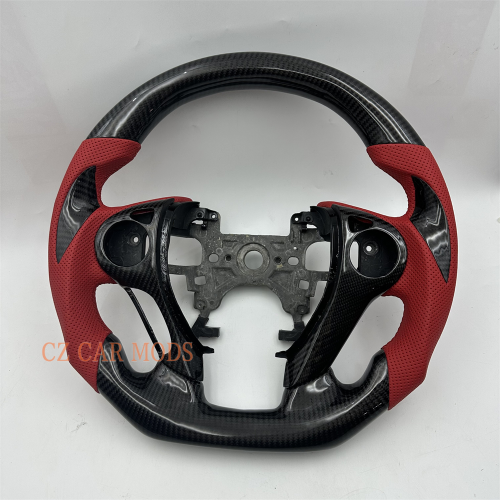 Customized Black carbon fiber red Perforated leather steering wheel for 2013 2014 2015 2016 2017 Honda Accord