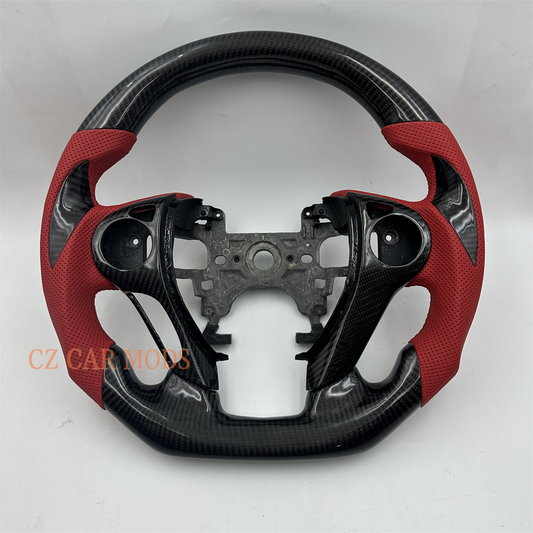 Customized Black carbon fiber red Perforated leather steering wheel for 2013 2014 2015 2016 2017 Honda Accord