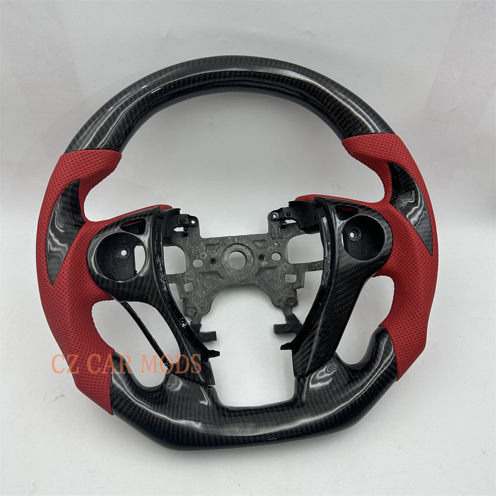 Customized Black carbon fiber red Perforated leather steering wheel for 2013 2014 2015 2016 2017 Honda Accord