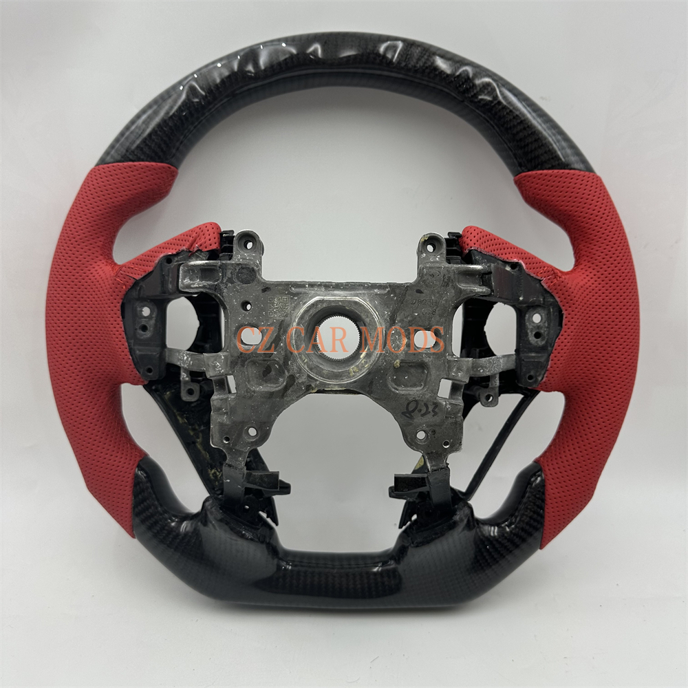 Customized Black carbon fiber red Perforated leather steering wheel for 2013 2014 2015 2016 2017 Honda Accord