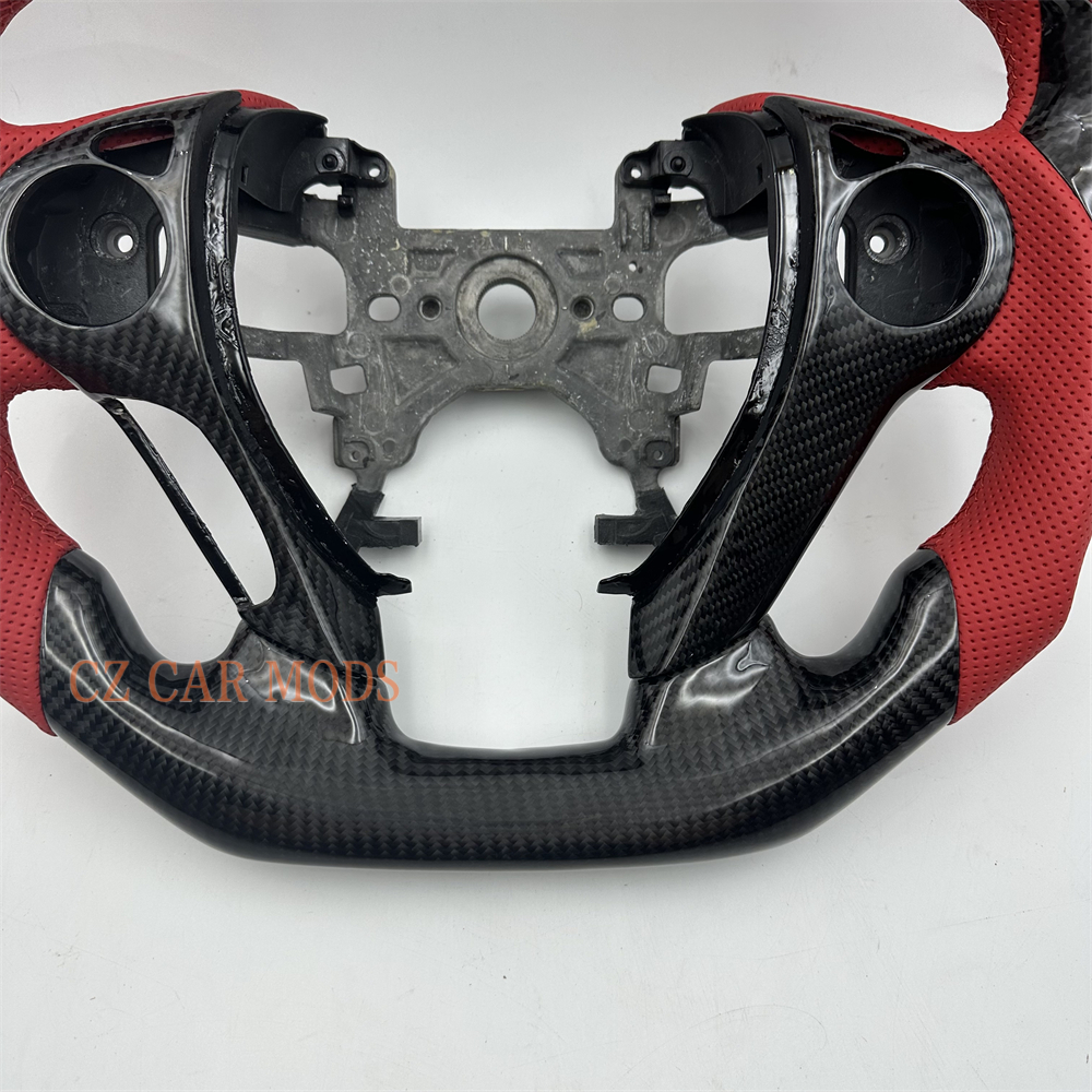 Customized Black carbon fiber red Perforated leather steering wheel for 2013 2014 2015 2016 2017 Honda Accord