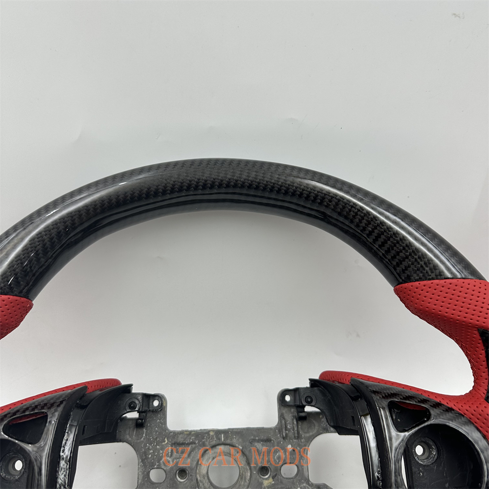 Customized Black carbon fiber red Perforated leather steering wheel for 2013 2014 2015 2016 2017 Honda Accord