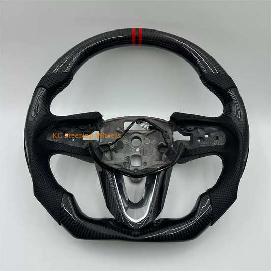 Carbon Fiber black Leather Heated Steering Wheel for 2020 2021 2022 2023 2024 2025 Cadillac CT4 CT5