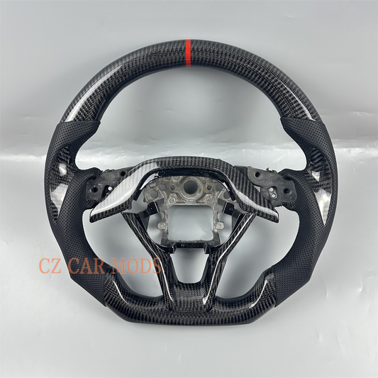 Customized black carbon fiber perforated leather red strip Steering Wheel For 2018 2019 2020 2021 2022 2023 Honda Accord